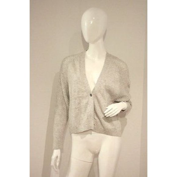 YOON Light HEATHER GREY Button CARDIGAN Top SWEATER Cashmere BLEND S - Picture 1 of 1